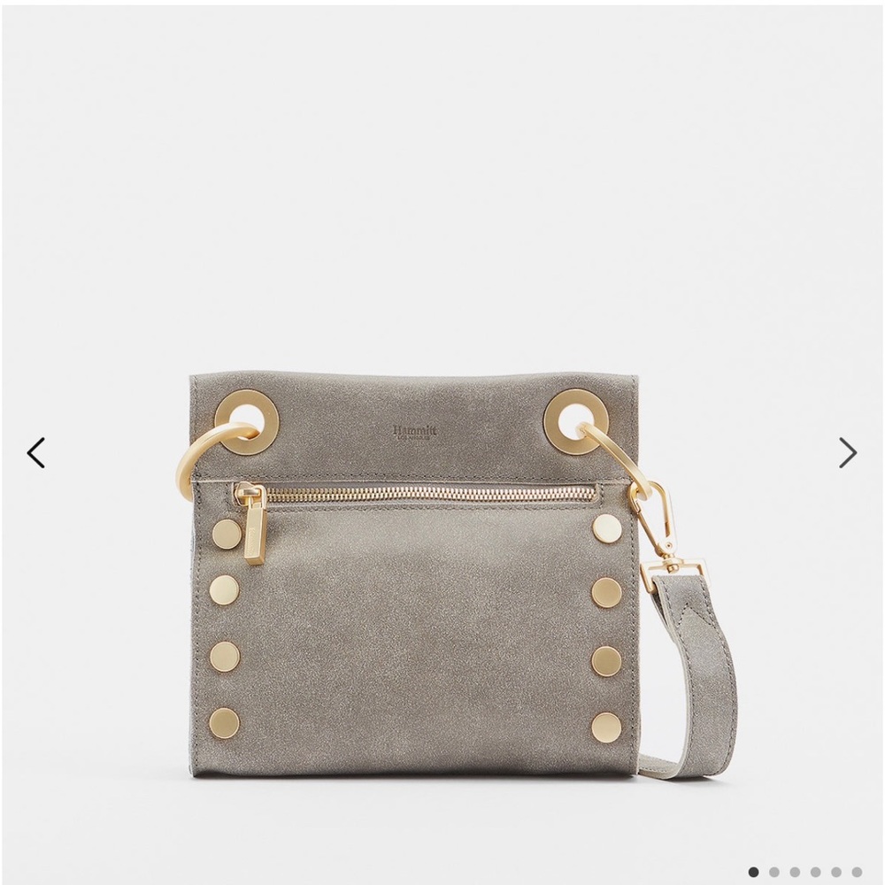 Hammitt Tony Small Leather crossbody bag in pewter/brushed gold, brand new!